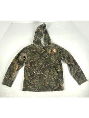 Carhartt Camo Hoodie Girls Size 5 Peach Logo Sleeve Fleece Pullover Sweatshirt